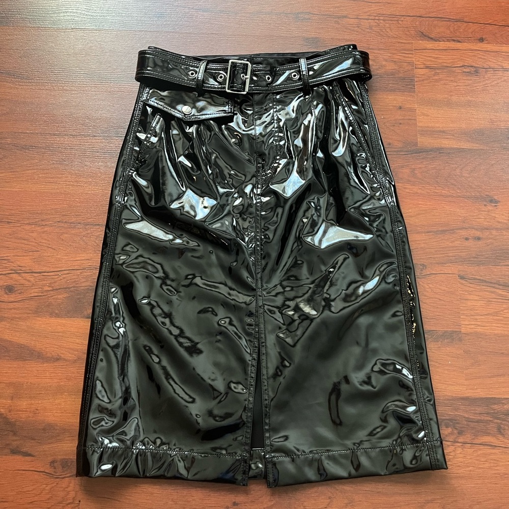 Mo &Co leather pencil skirts black